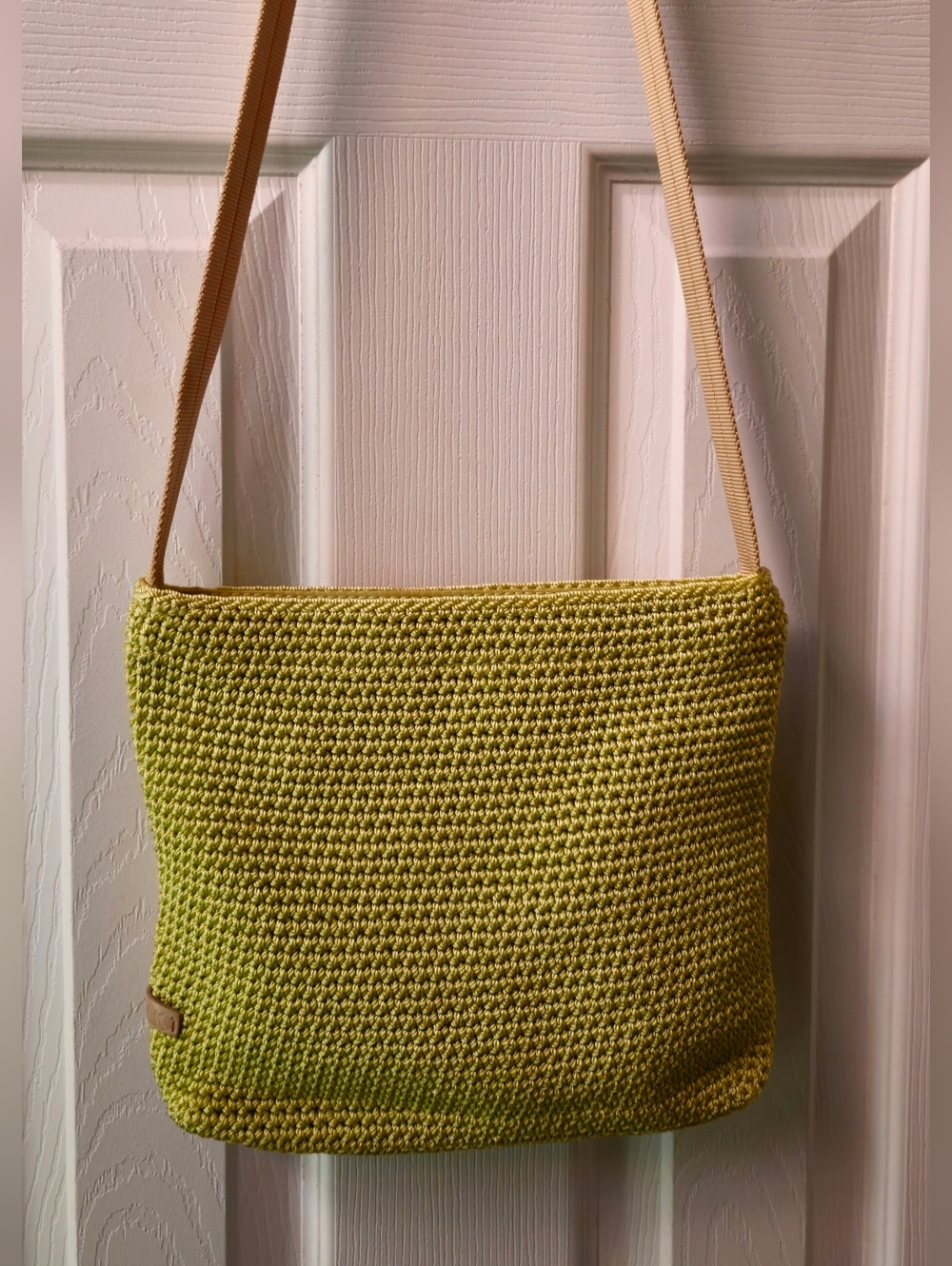 The Sak Lime Green Crochet Crossbody with Tan Strap - Picture 3 of 9